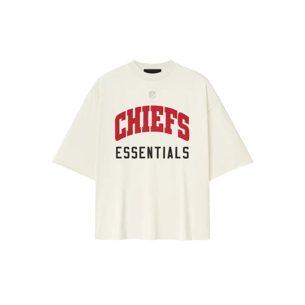 Fear of God Essentials Chiefs 90s 3/4 Sleeve Football Tee in Cream White | Luxury Shoes 