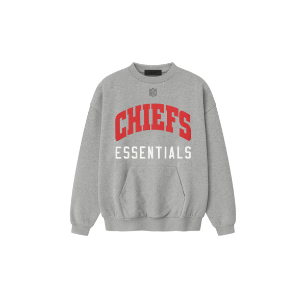 Fear of God Essentials Chiefs Sport Crewneck in Concrete Heather | Luxury Shoes 