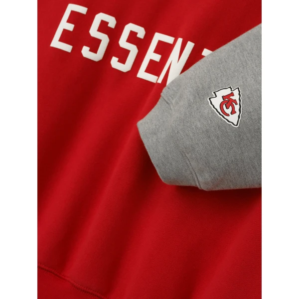 Fear of God Essentials Chiefs Sport Hoodie in Red and Concrete Heather | Sweatshirts | Luxury Shoes 