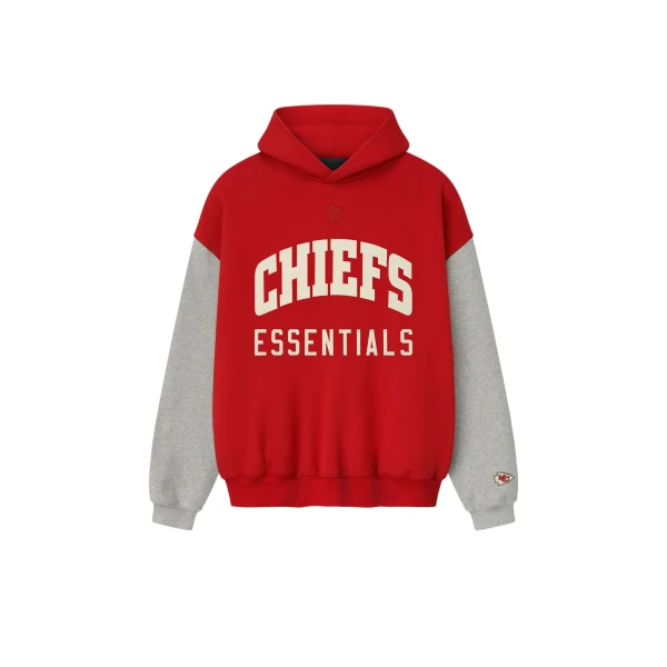 Fear of God Essentials Chiefs Sport Hoodie in Red and Concrete Heather | Luxury Shoes 