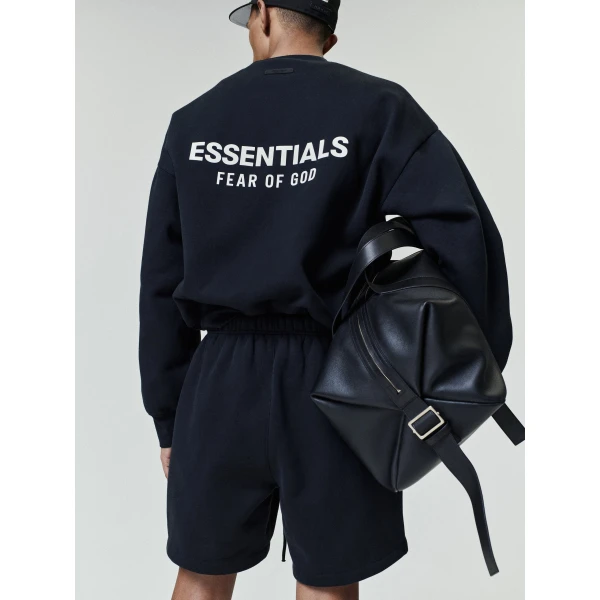 Fear of God Essentials Classic Crewneck Sweatshirt in Vintage Black | Sweatshirts | Luxury Shoes 