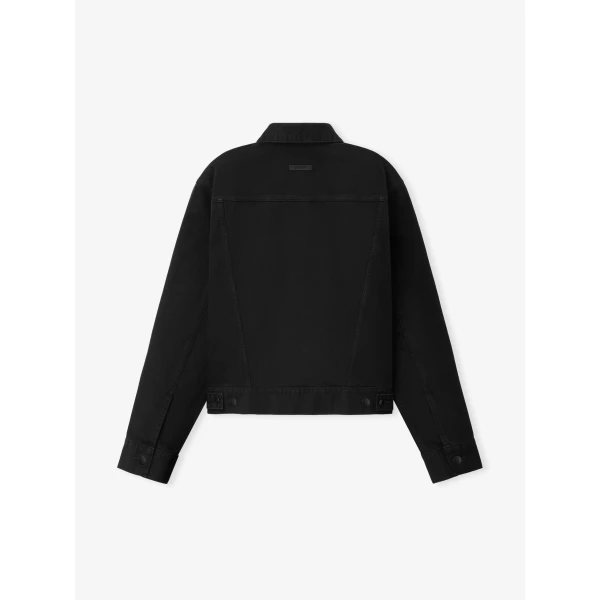 Fear of God Essentials Classic Denim Jacket in Overdyed Black | Men Jackets | Luxury Shoes 