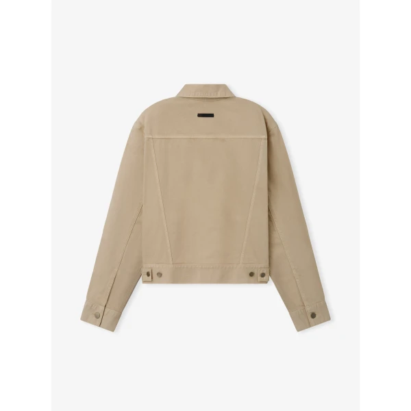 Fear of God Essentials Classic Denim Jacket in Overdyed Dune | Men Jackets | Luxury Shoes 