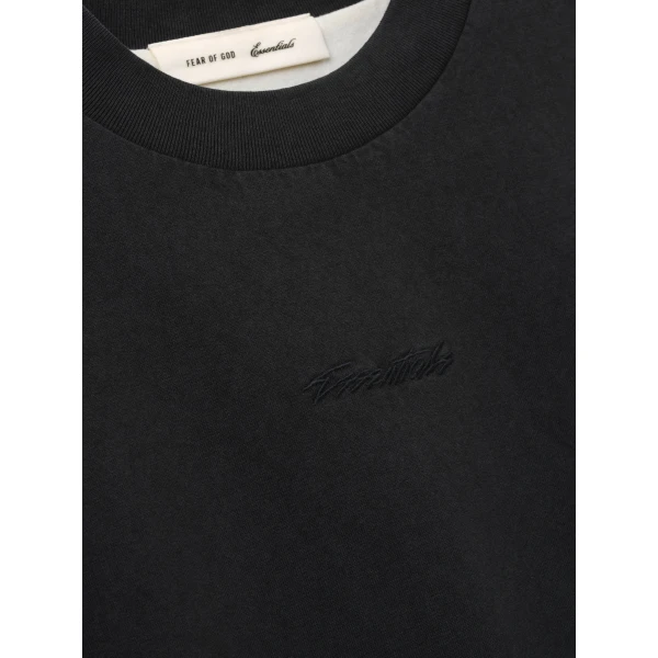 Fear of God Essentials Classic Double Layer Tee in Washed Vintage Black | T-shirts & vests | Luxury Shoes 