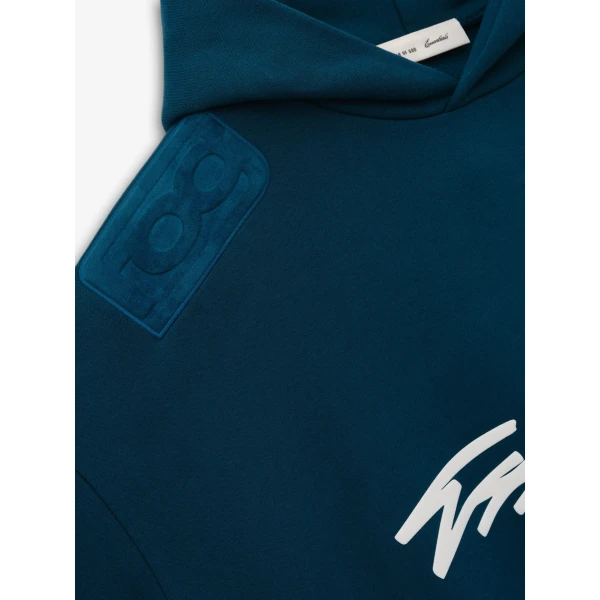 Fear of God Essentials Classic Half Raglan Hoodie in Night Sea | Sweatshirts | Luxury Shoes 
