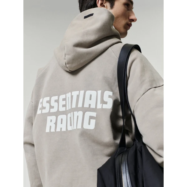 Fear of God Essentials Classic Half Raglan Hoodie in Washed Clay | Sweatshirts | Luxury Shoes 