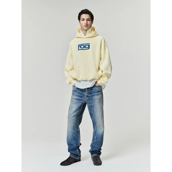 Fear of God Essentials Classic Half Raglan Hoodie in Washed Sulphur | Sweatshirts | Luxury Shoes 
