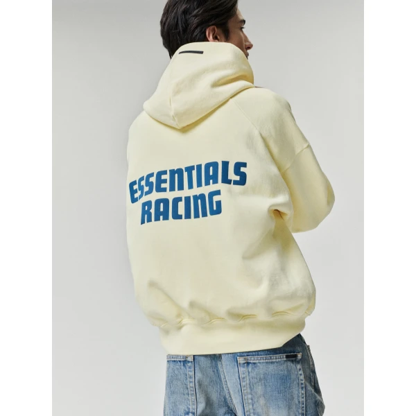 Fear of God Essentials Classic Half Raglan Hoodie in Washed Sulphur | Sweatshirts | Luxury Shoes 