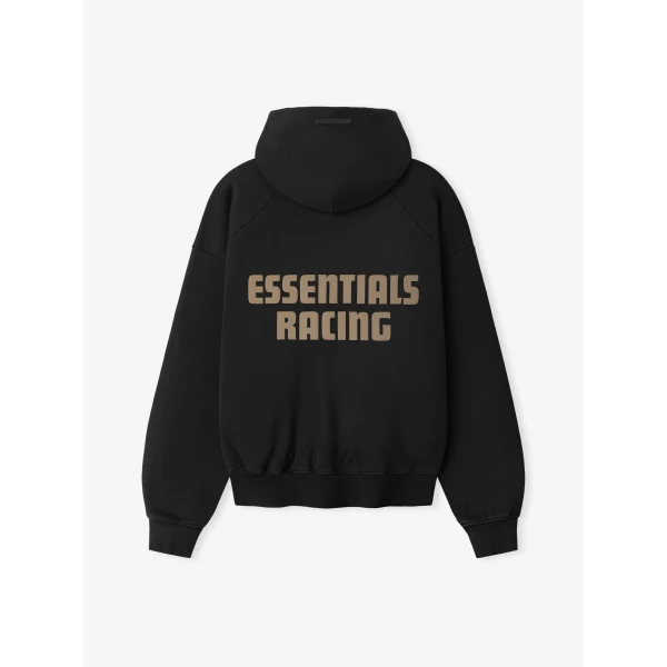 Fear of God Essentials Classic Half Raglan Hoodie in Washed Vintage Black | Sweatshirts | Luxury Shoes 