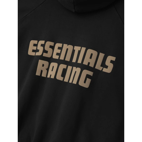 Fear of God Essentials Classic Half Raglan Hoodie in Washed Vintage Black | Sweatshirts | Luxury Shoes 