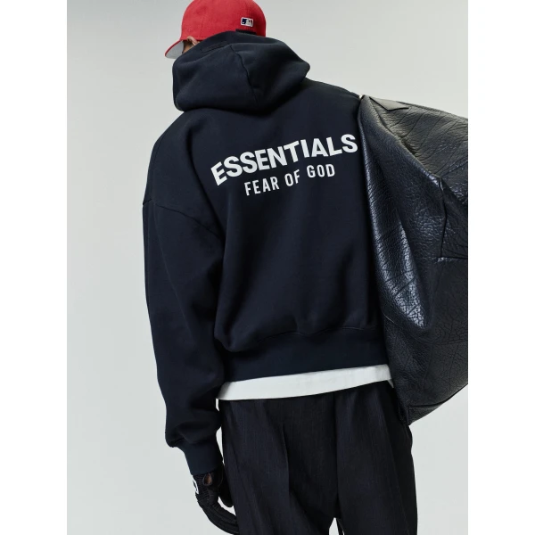 Fear of God Essentials Classic Hoodie in Vintage Black | Sweatshirts | Luxury Shoes 