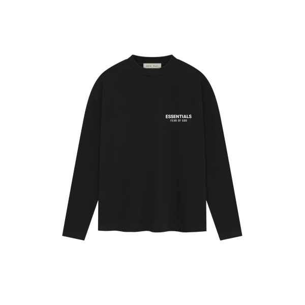 Fear of God Essentials Classic Long Sleeve Tee in Vintage Black and White | Luxury Shoes 