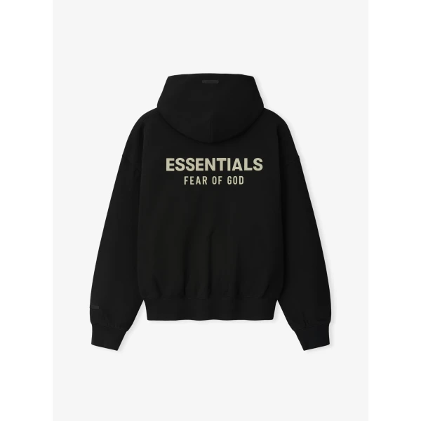 Fear of God Essentials Classic Zip-Up Hoodie in Black | Sweatshirts | Luxury Shoes 