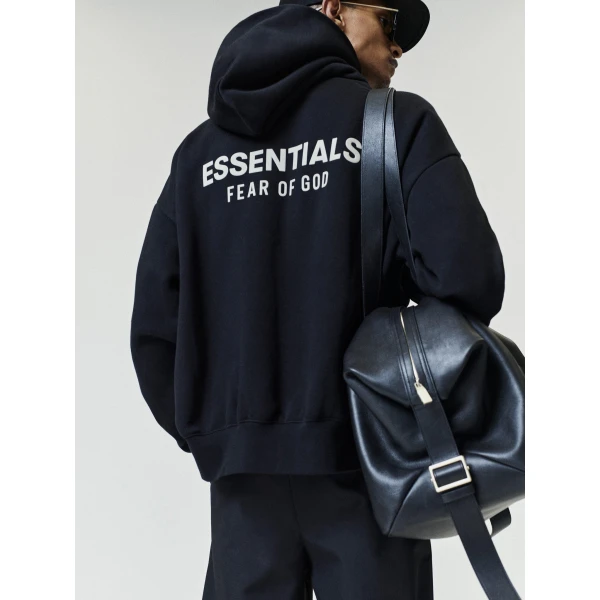 Fear of God Essentials Classic Zip-Up Hoodie in Black | Sweatshirts | Luxury Shoes 