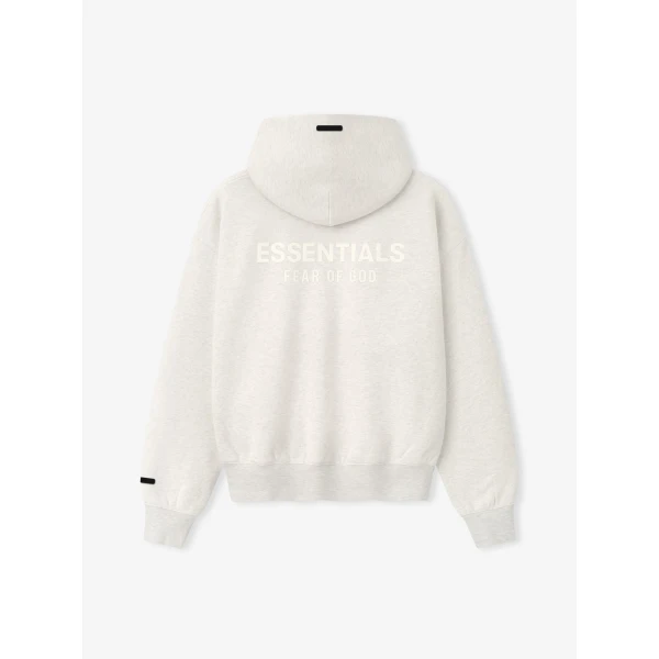 Fear of God Essentials Classic Zip-Up Hoodie in Oatmeal Heather | Sweatshirts | Luxury Shoes 