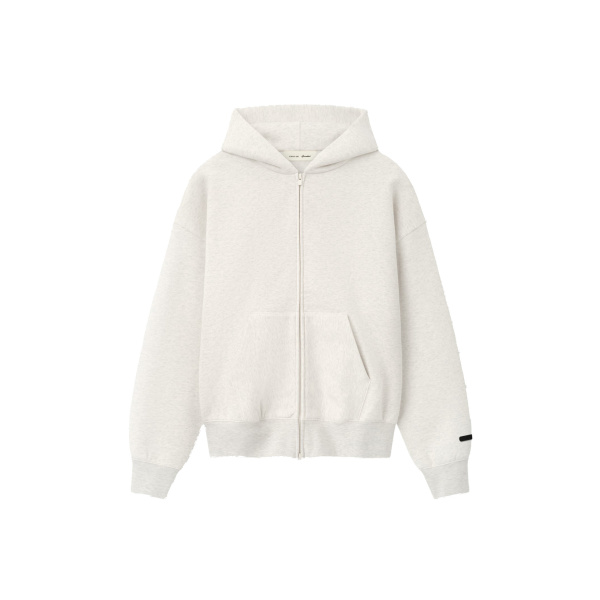 Fear of God Essentials Classic Zip-Up Hoodie in Oatmeal Heather | Luxury Shoes 