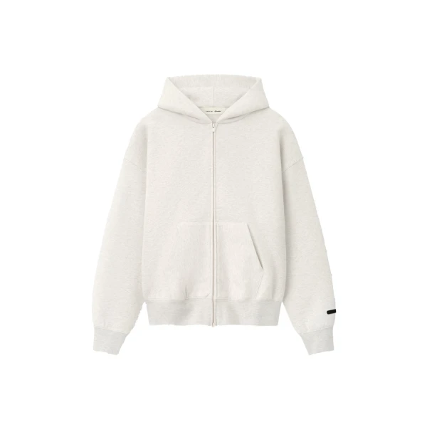 Fear of God Essentials Classic Zip-Up Hoodie in Oatmeal Heather | Luxury Shoes 