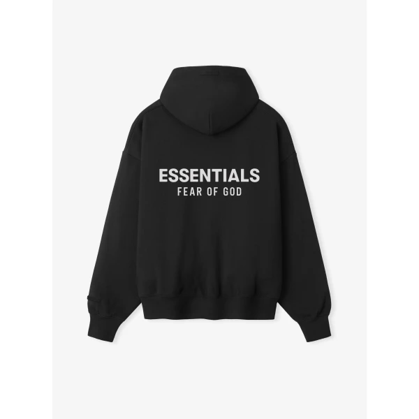 Fear of God Essentials Classic Zip-Up Hoodie in Vintage Black and White | Sweatshirts | Luxury Shoes 