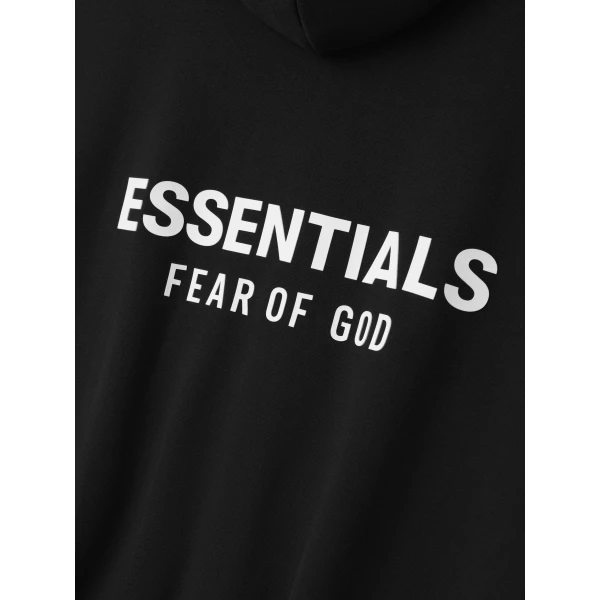 Fear of God Essentials Classic Zip-Up Hoodie in Vintage Black and White | Sweatshirts | Luxury Shoes 