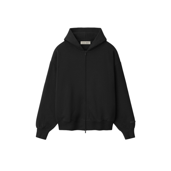 Fear of God Essentials Classic Zip-Up Hoodie in Vintage Black and White | Luxury Shoes 