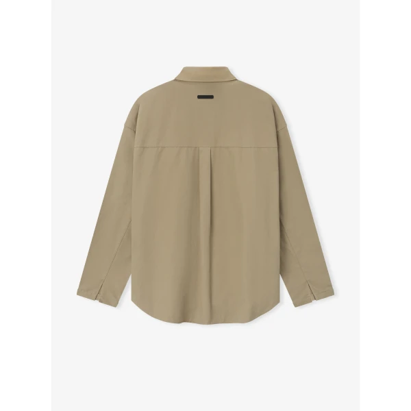 Fear of God Essentials Cotton Canvas Overshirt in Dune | Men Shirts | Luxury Shoes 