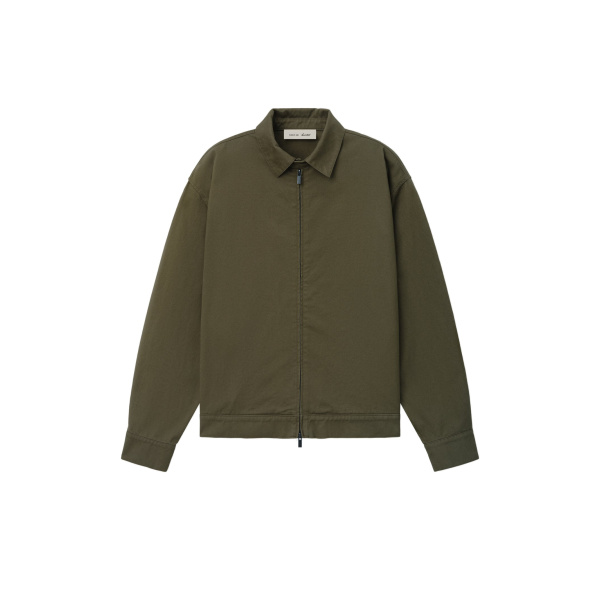 Fear of God Essentials Cotton Twill Work Jacket in Moss | Luxury Shoes 
