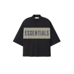 Fear of God Essentials Cropped Panelled Polo in Iron Grey Heather and Seal Heather | Luxury Shoes 