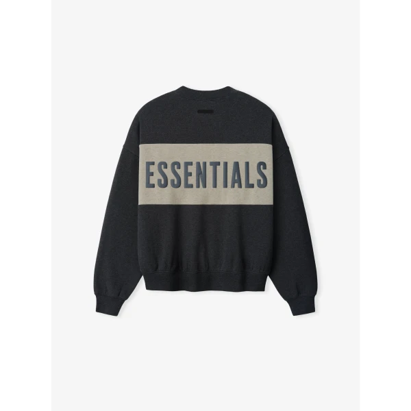 Fear of God Essentials Cropped Relaxed Panelled Sweatshirt in Iron Grey Heather and Seal Heather | Sweatshirts | Luxury Shoes 