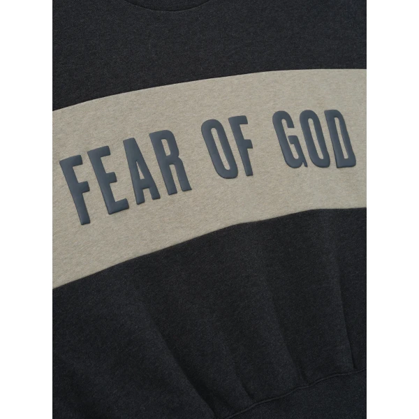 Fear of God Essentials Cropped Relaxed Panelled Sweatshirt in Iron Grey Heather and Seal Heather | Sweatshirts | Luxury Shoes 