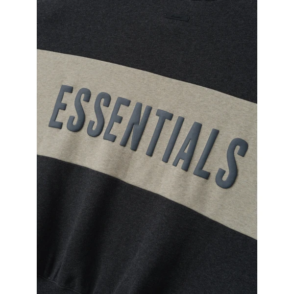 Fear of God Essentials Cropped Relaxed Panelled Sweatshirt in Iron Grey Heather and Seal Heather | Sweatshirts | Luxury Shoes 