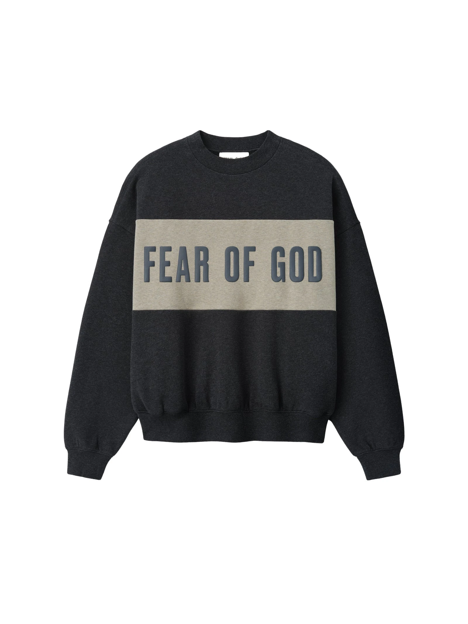Fear of God Essentials Cropped Relaxed Panelled Sweatshirt in Iron Grey Heather and Seal Heather Fear of God Essentials Cropped Relaxed Panelled Sweatshirt in Iron Grey Heather and Seal Heather | Luxury Shoes