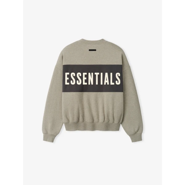 Fear of God Essentials Cropped Relaxed Panelled Sweatshirt in Seal Heather and Iron Grey | Sweatshirts | Luxury Shoes 