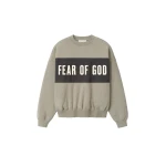 Fear of God Essentials Cropped Relaxed Panelled Sweatshirt in Seal Heather and Iron Grey | Luxury Shoes 