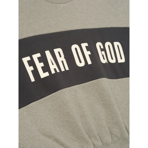 Fear of God Essentials Cropped Relaxed Panelled Sweatshirt in Seal Heather and Iron Grey | Sweatshirts | Luxury Shoes 