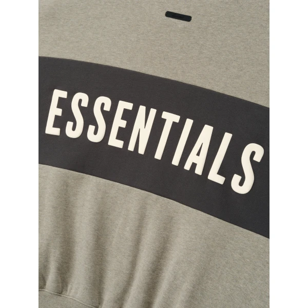 Fear of God Essentials Cropped Relaxed Panelled Sweatshirt in Seal Heather and Iron Grey | Sweatshirts | Luxury Shoes 