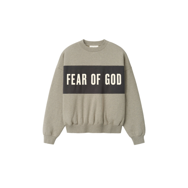 Fear of God Essentials Cropped Relaxed Panelled Sweatshirt in Seal Heather and Iron Grey | Luxury Shoes 