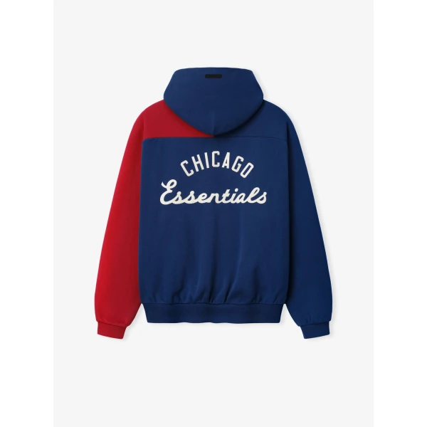 Fear of God Essentials Cubs Raglan Half Zip Sport Hoodie in Estate Blue and Stone Red | Sweatshirts | Luxury Shoes 