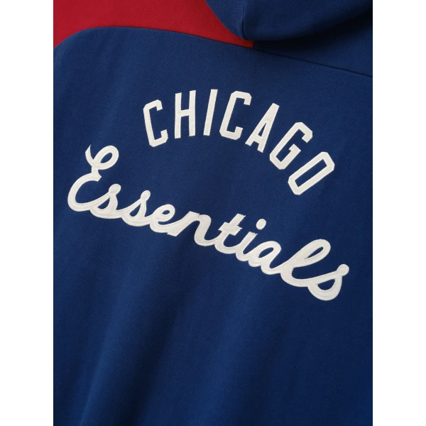 Fear of God Essentials Cubs Raglan Half Zip Sport Hoodie in Estate Blue and Stone Red | Sweatshirts | Luxury Shoes 