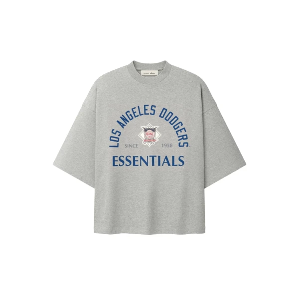Fear of God Essentials Dodgers National League Merch Tee in Concrete Heather | Luxury Shoes 
