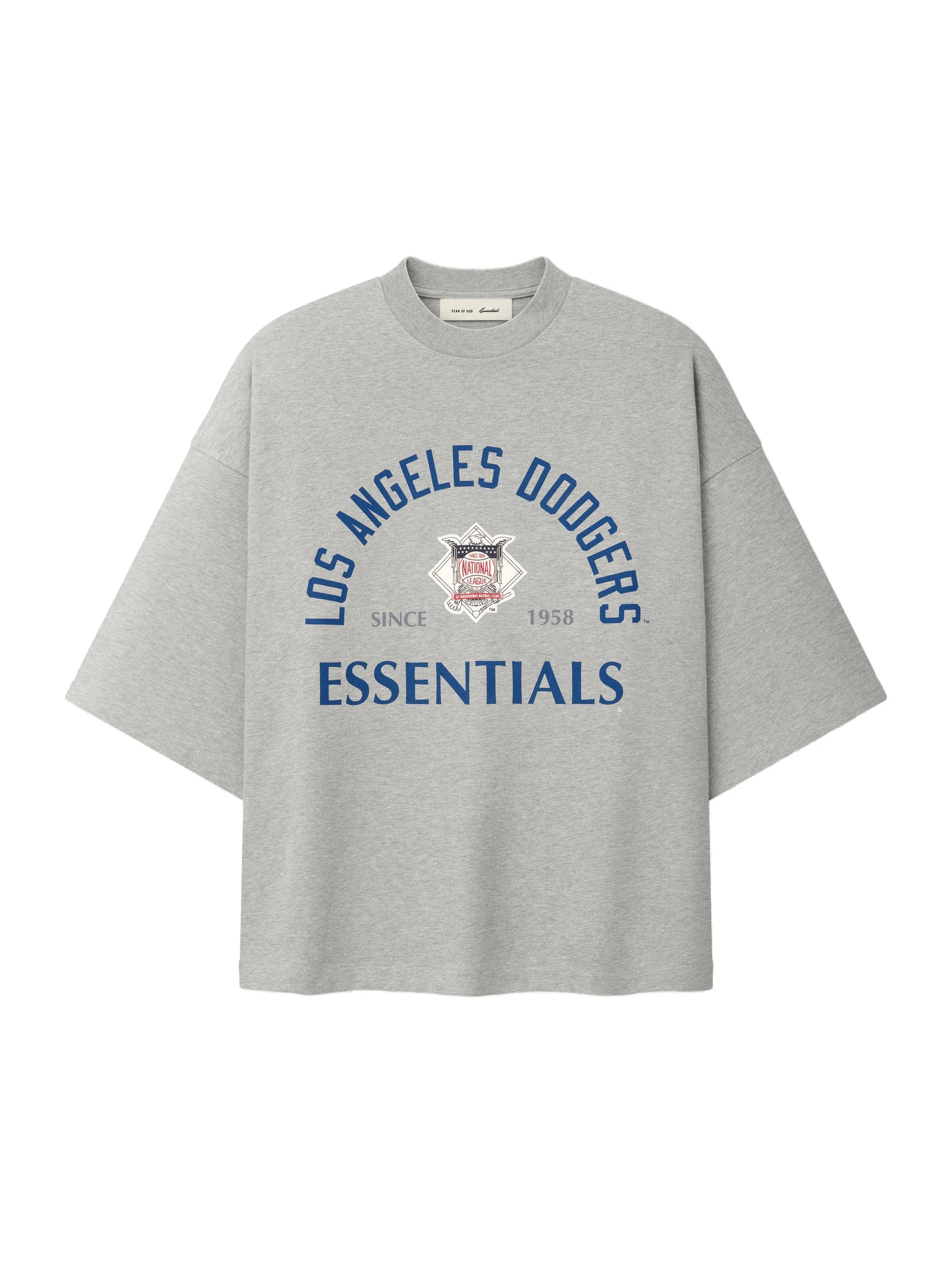 Fear of God Essentials Dodgers National League Merch Tee in Concrete Heather Fear of God Essentials Dodgers National League Merch Tee in Concrete Heather | Luxury Shoes