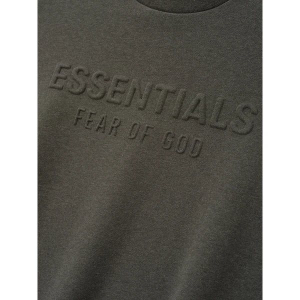 Fear of God Essentials Embossed 90s Relaxed Crewneck in Ash Heather | Sweatshirts | Luxury Shoes 