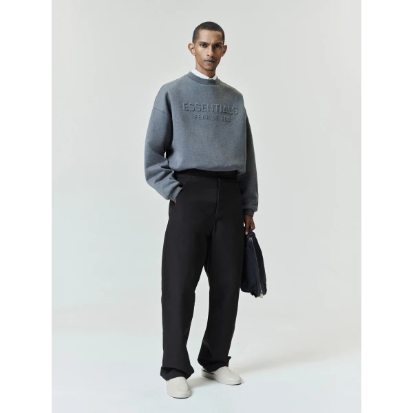 Fear of God Essentials Embossed 90s Relaxed Crewneck in Ash Heather | Sweatshirts | Luxury Shoes 