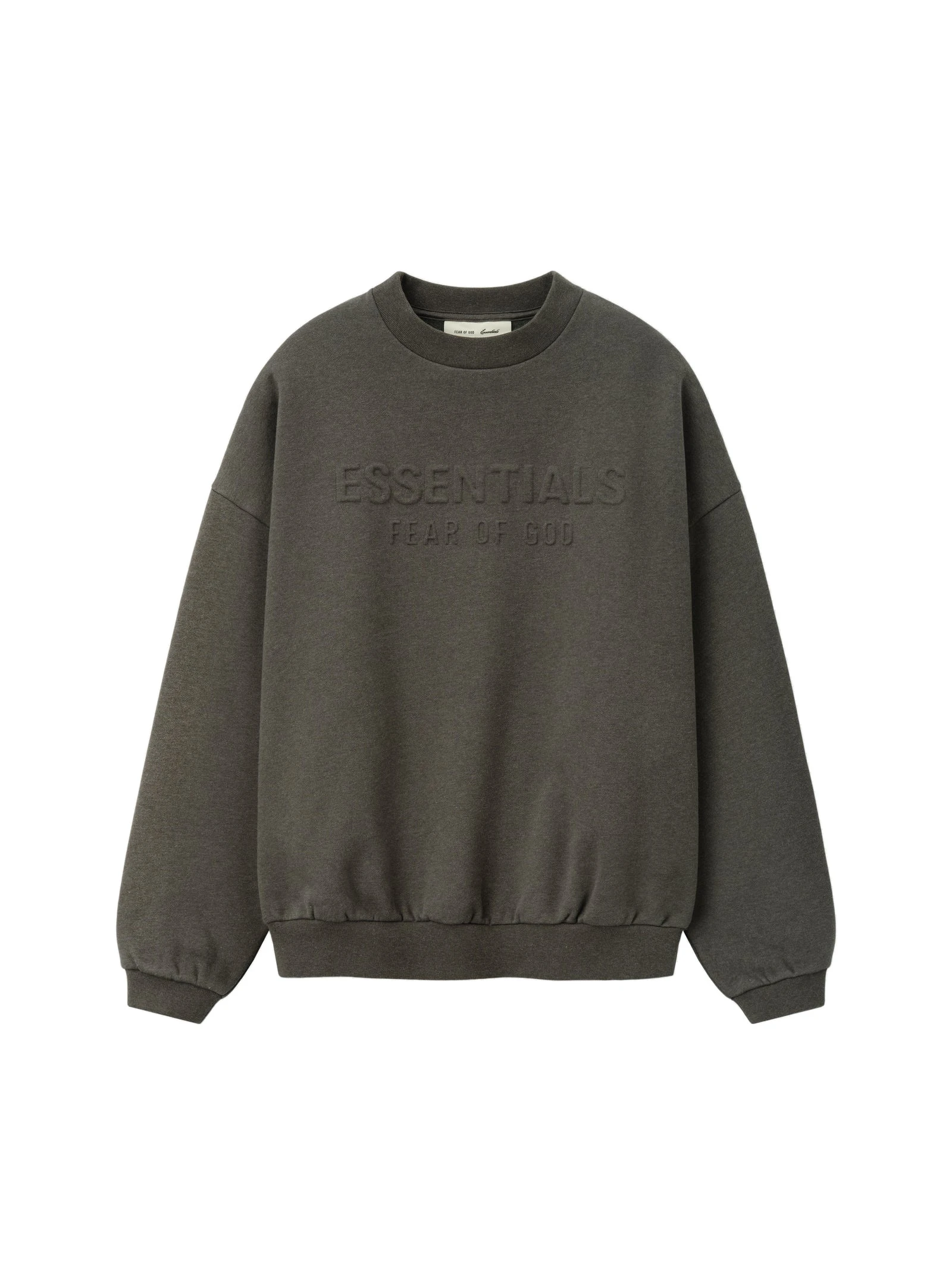 Fear of God Essentials Embossed 90s Relaxed Crewneck in Ash Heather Fear of God Essentials Embossed 90s Relaxed Crewneck in Ash Heather | Luxury Shoes