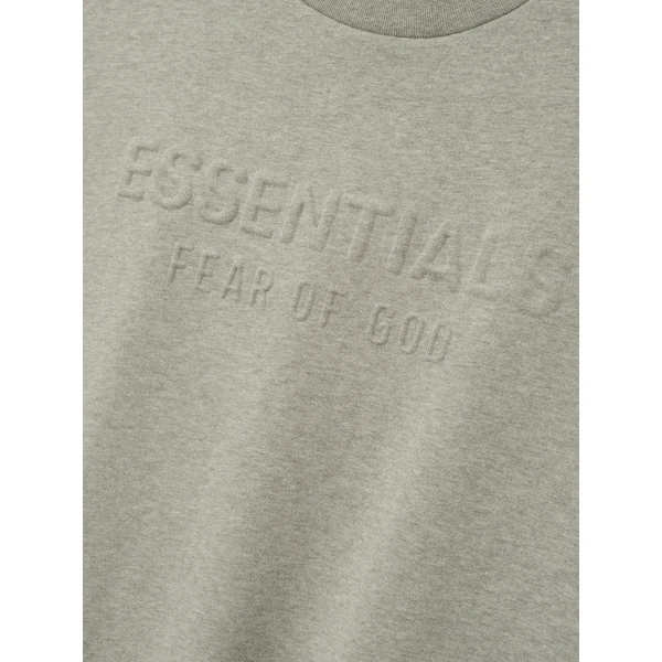 Fear of God Essentials Embossed 90s Relaxed Crewneck in Warm Heather | Sweatshirts | Luxury Shoes 