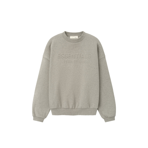 Fear of God Essentials Embossed 90s Relaxed Crewneck in Warm Heather | Luxury Shoes 
