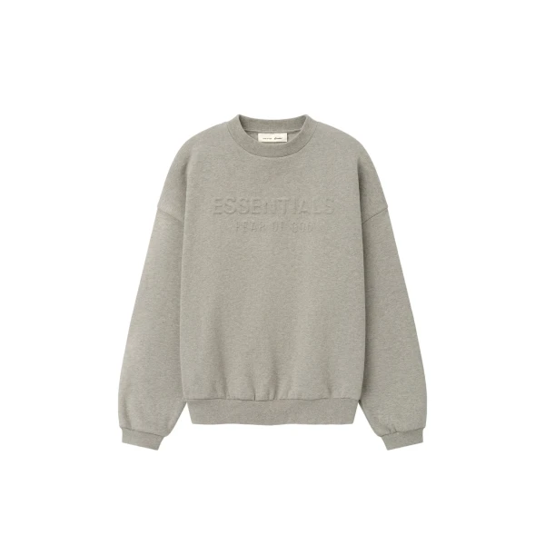 Fear of God Essentials Embossed 90s Relaxed Crewneck in Warm Heather | Luxury Shoes 