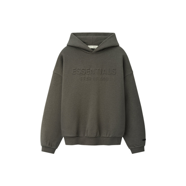 Fear of God Essentials Embossed 90s Relaxed Hoodie in Ash Heather | Luxury Shoes 