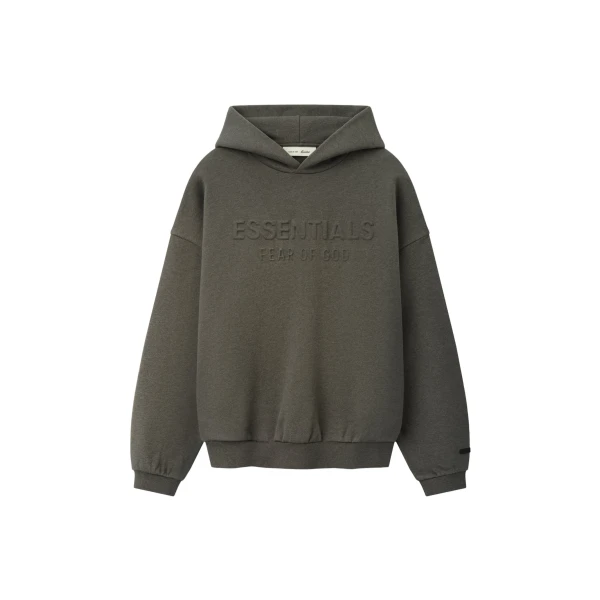 Fear of God Essentials Embossed 90s Relaxed Hoodie in Ash Heather | Luxury Shoes 