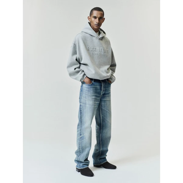 Fear of God Essentials Embossed 90s Relaxed Hoodie in Warm Heather | Sweatshirts | Luxury Shoes 