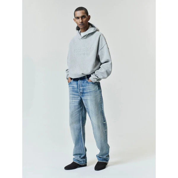 Fear of God Essentials Embossed 90s Relaxed Hoodie in Warm Heather | Sweatshirts | Luxury Shoes 